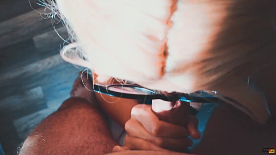 cum onto face cute busty teen glasses pov blowjob amateur