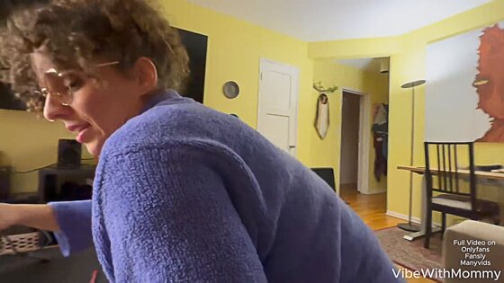 reverse cowgirl stepmom lets son grind on her butt till cum
